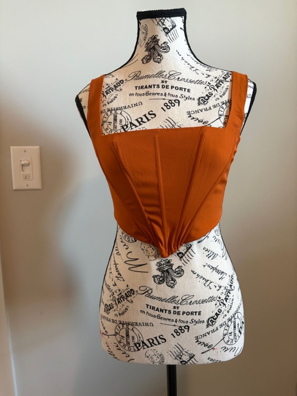 Hello Molly Strapless Rust Square Neck Crop Dress